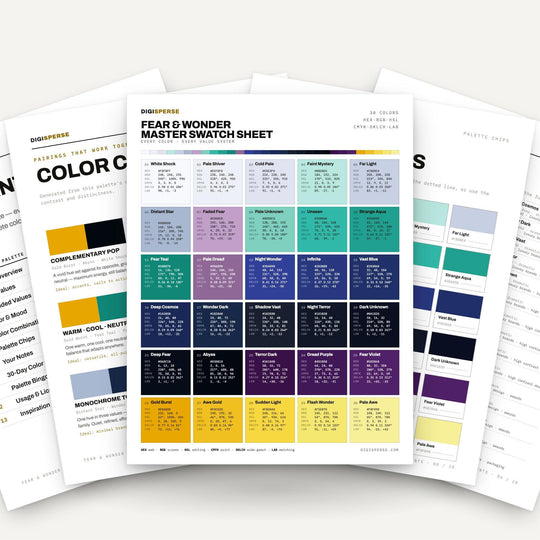 Moody Cinematic Color Palette for Fantasy Film Art and Dramatic Branding, 30 Awe Struck Hues, Procreate Swatches color