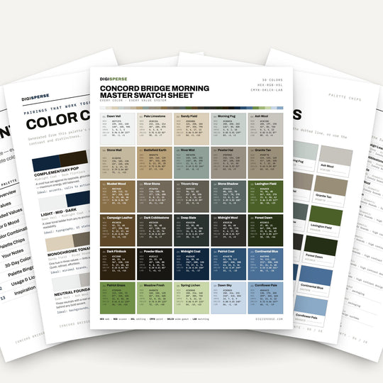 Concord Bridge Morning Color Palette | 30 Procreate Swatches, ASE (Digital Download) color palette — main preview