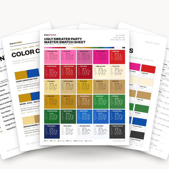 Ugly Sweater Party Color Palette | 30 Festive Hex, RGB, CMYK Swatches (Digital Download) color palette — main preview