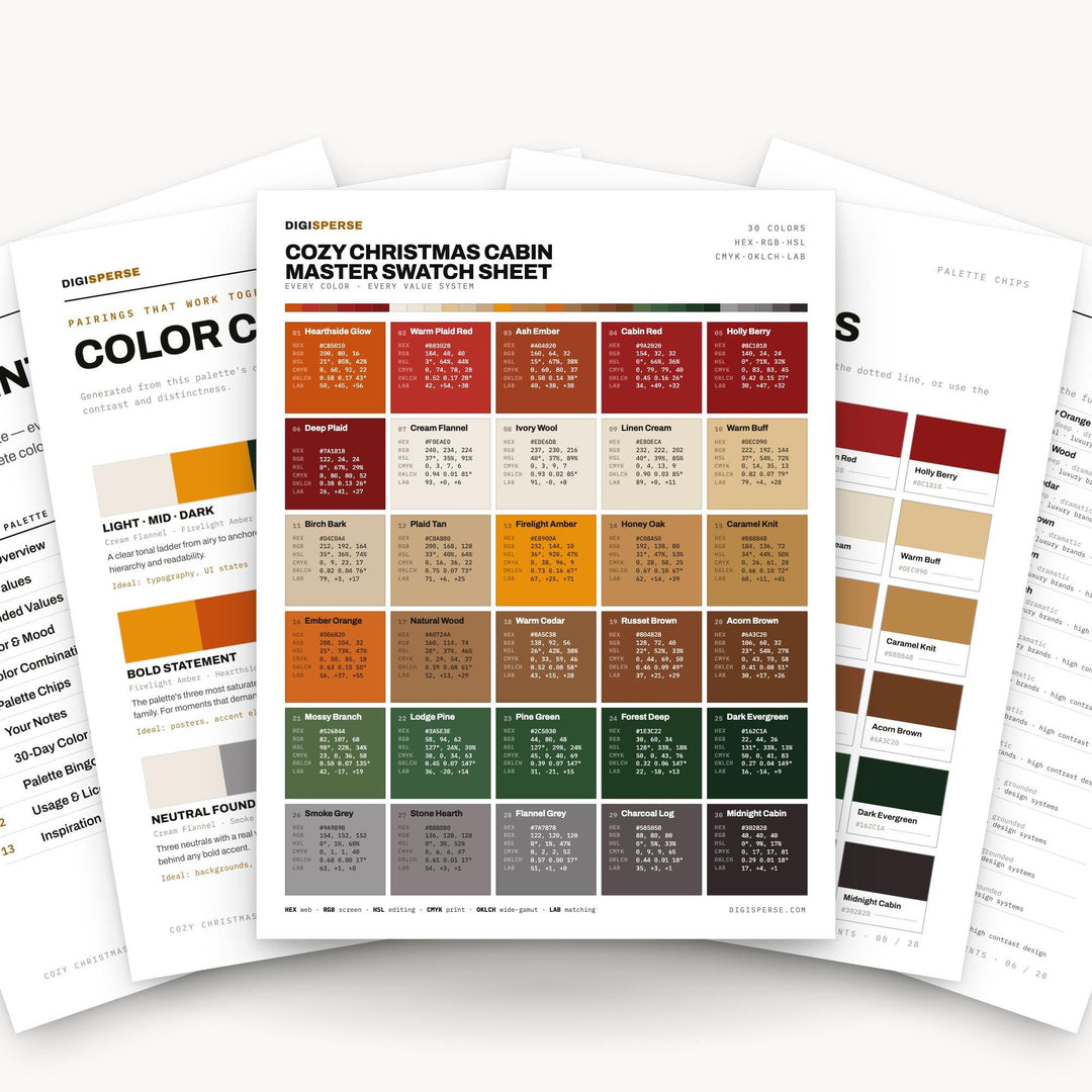 Cozy Christmas Cabin color palette — main preview