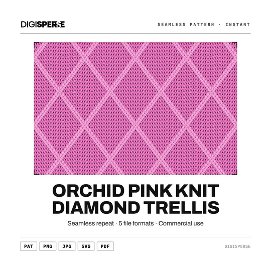Orchid Pink Knit Diamond Trellis seamless pattern set — main preview