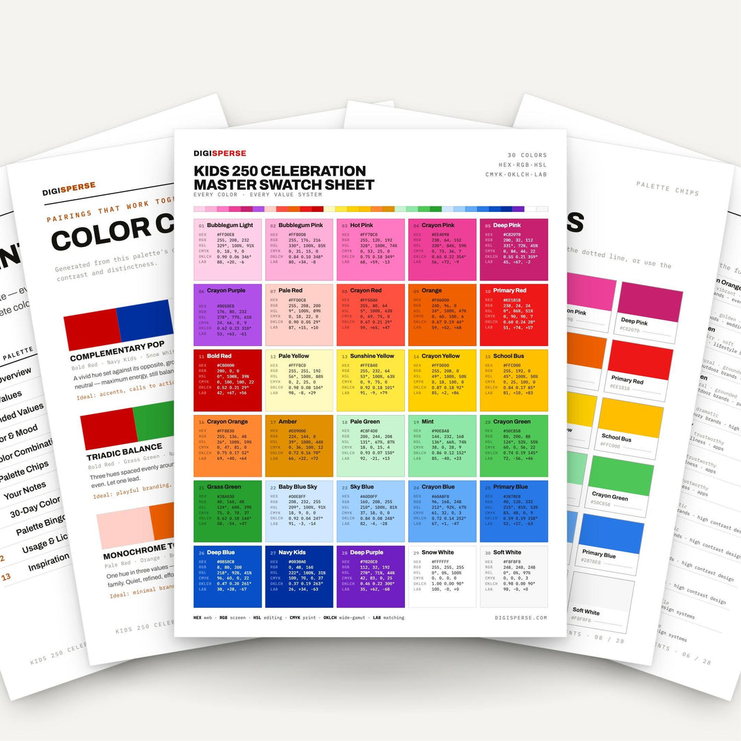 Kids 250 Celebration color palette — main preview
