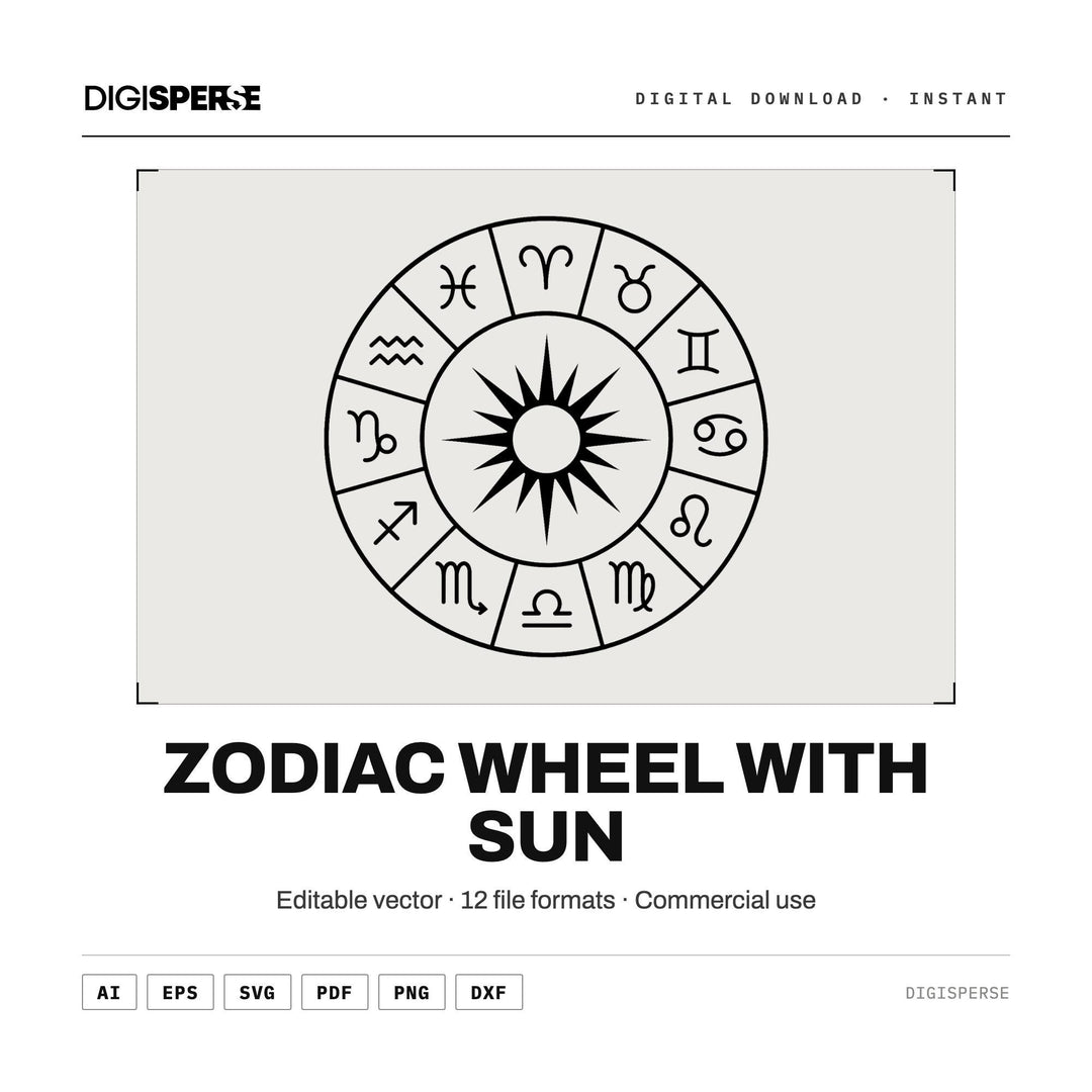 Zodiac Wheel Sun Svg vector graphic set — main preview