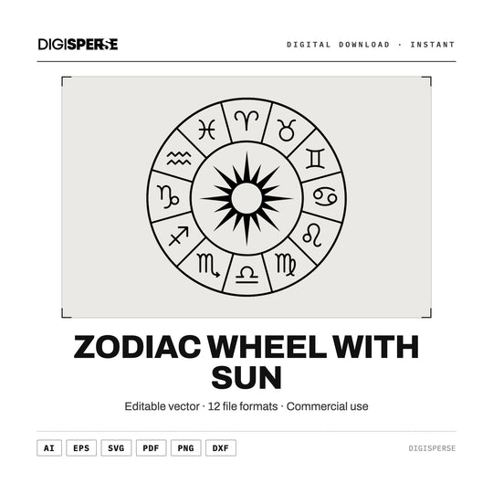 Zodiac Wheel Sun Svg vector graphic set — main preview