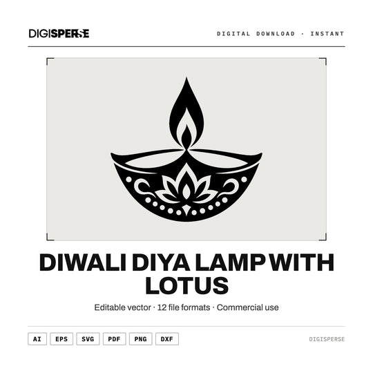 Diwali Diya Lamp Lotus Svg vector graphic set — main preview