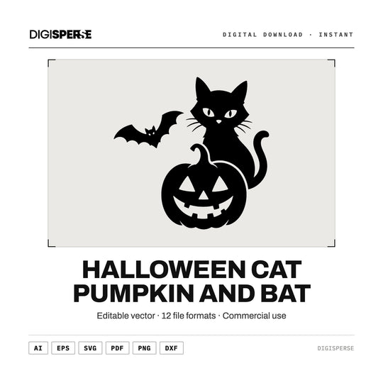Halloween Cat Pumpkin Bat Svg vector graphic set — main preview