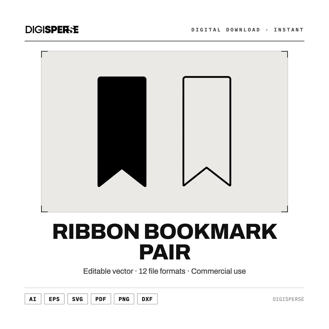 Ribbon Bookmark Pair Svg vector graphic set — main preview