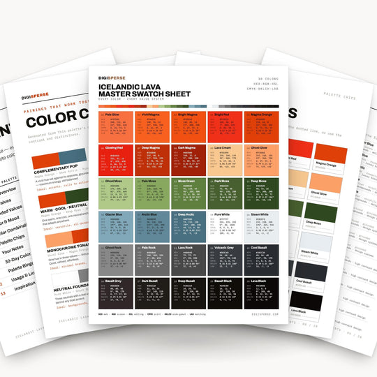 Icelandic Lava Color Palette | 30 Procreate Swatches, ASE, PDF Guide (Digital Download) color palette — main preview