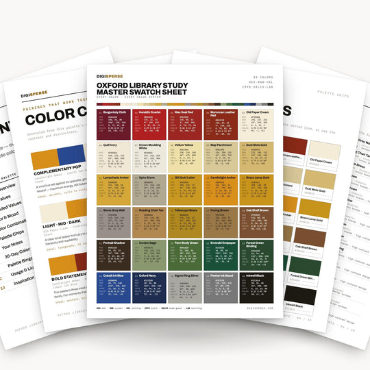Oxford Library Study Color Palette | 30 Colors | Hex RGB CMYK | Procreate Swatches + ASE | Digital Download color palette —