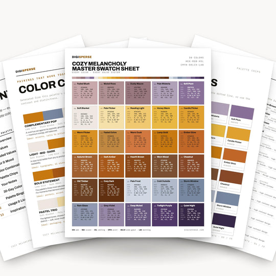 Moody Autumn Color Palette for Dark Academia Journals and Cottagecore Branding, 30 Cozy Muted Earth Hues, Procreate