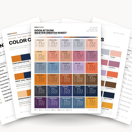 Dock at Dusk Color Palette | 30 Moody Twilight Hues (Digital Download) color palette — main preview