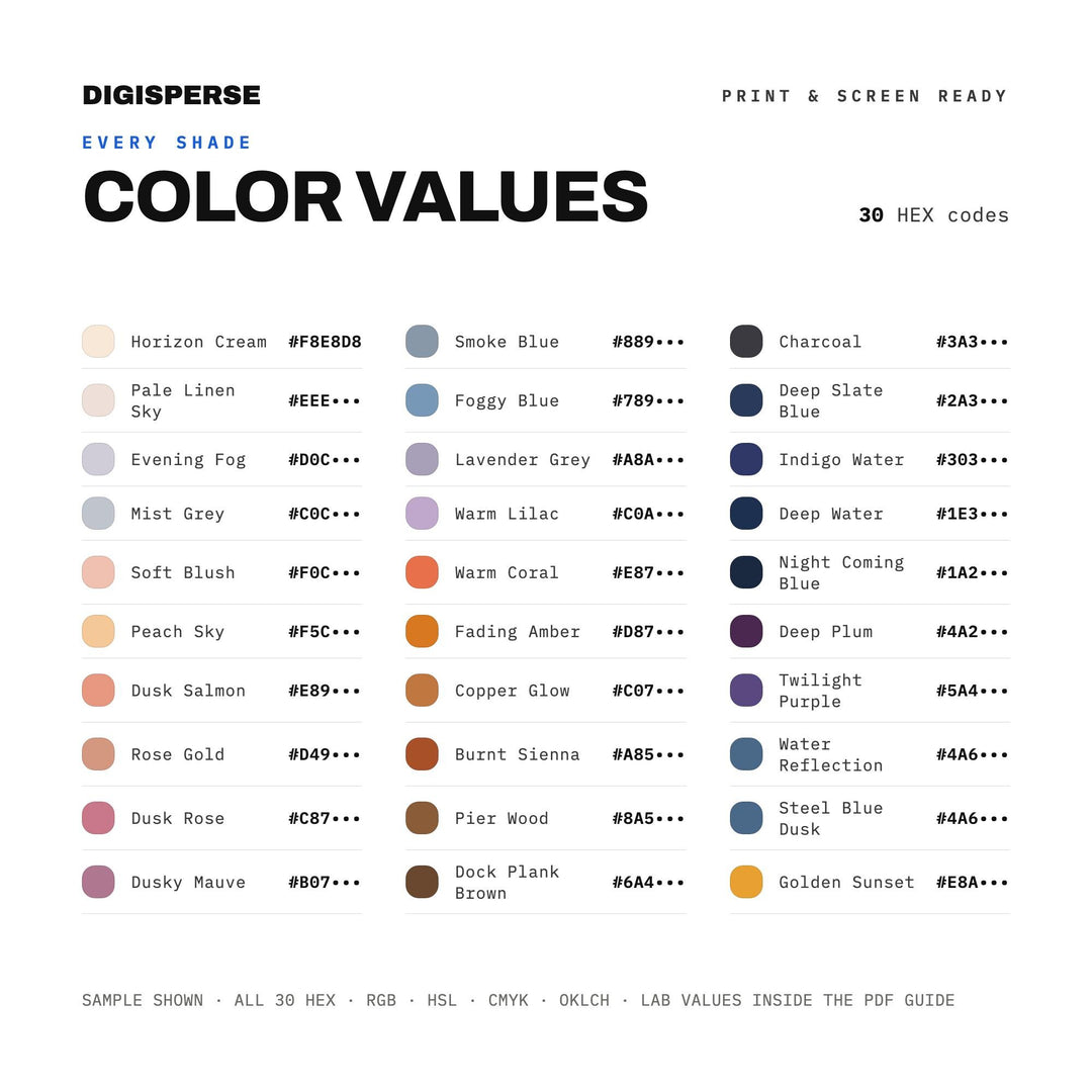 Dock at Dusk Color Palette | 30 Moody Twilight Hues (Digital Download) color palette — preview image 3 of 20