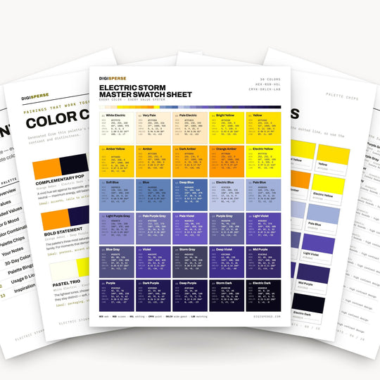 Electric Storm Color Palette | 30 Procreate Swatches, ASE Guide (Digital Download) color palette — main preview