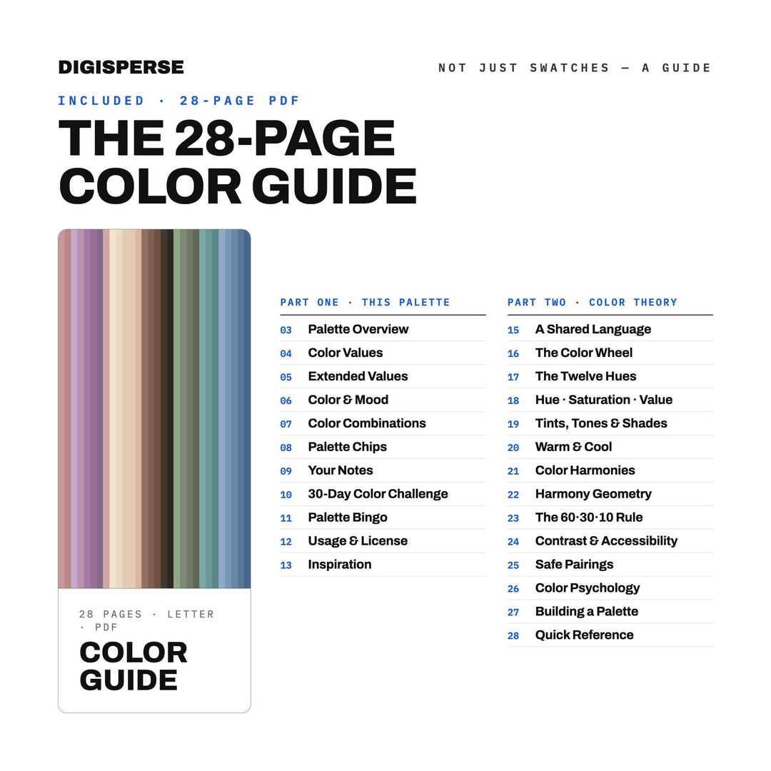 Lo-Fi Aesthetic Color Palette | 30 Colors | Hex RGB CMYK | Color Guide | Procreate Swatches + ASE | Digital Download color