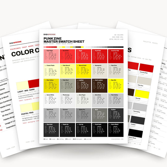 Punk Zine Color Palette | 30 DIY Colors, Procreate, ASE (Digital Download) color palette — main preview
