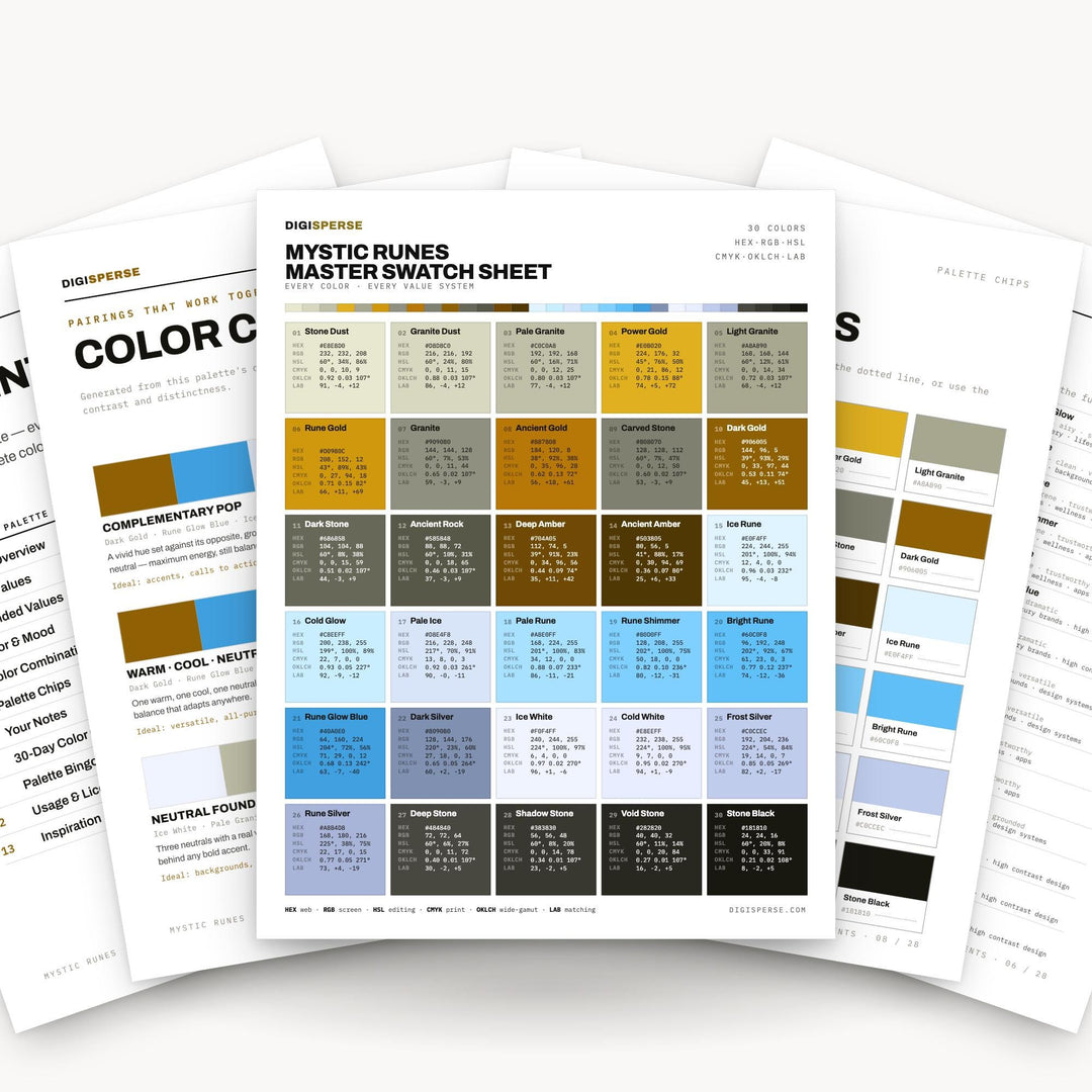 Mystic Runes Color Palette – 30 Hex Codes + Procreate Swatches