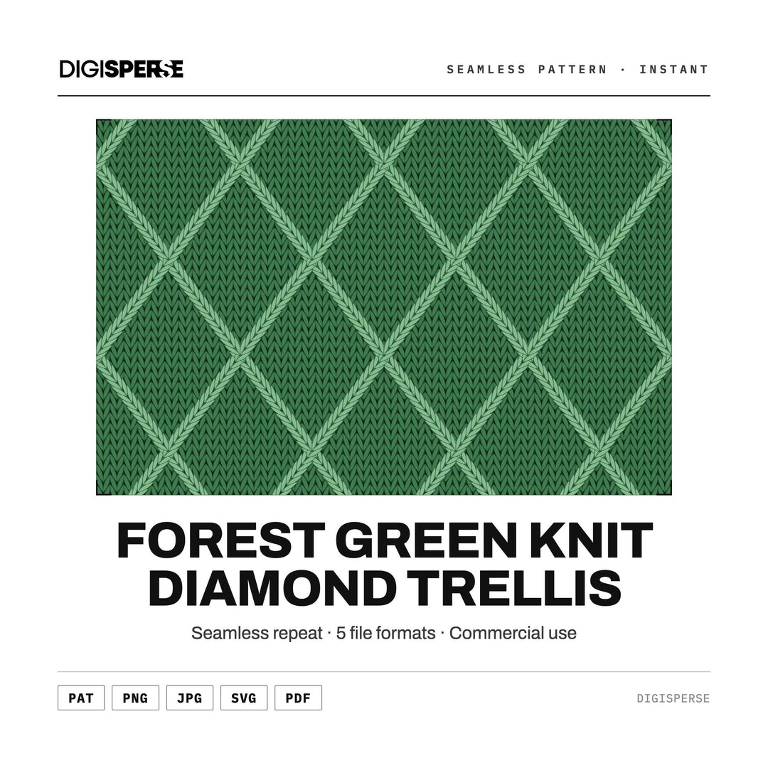 Forest Green Knit Diamond Trellis seamless pattern set — main preview