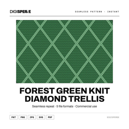 Forest Green Knit Diamond Trellis seamless pattern set — main preview