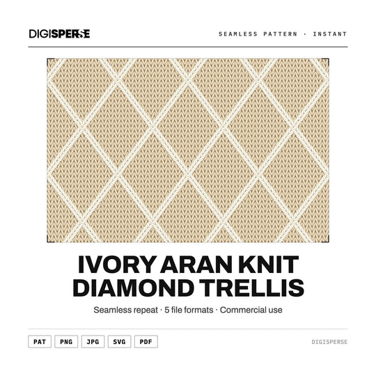 Ivory Aran Knit Diamond Trellis seamless pattern set — main preview
