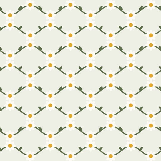 Seamless pattern tile — marigold cream daisy chain