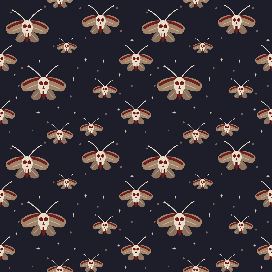 Seamless pattern tile — midnight deaths head moth