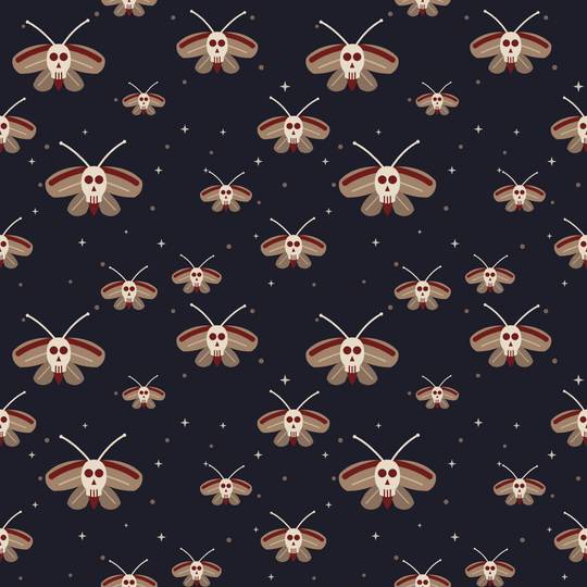 Seamless pattern tile — midnight deaths head moth