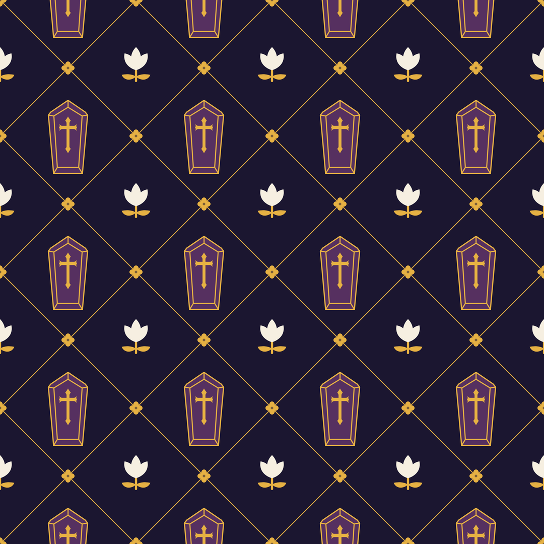 Seamless pattern tile — midnight gilt coffin diaper