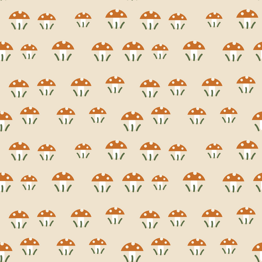 Seamless pattern tile — oat amber woodland mushrooms