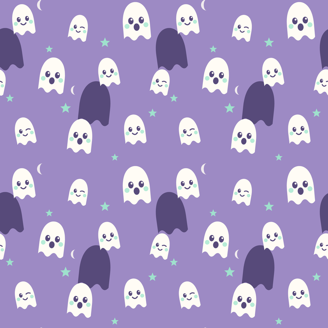 Seamless pattern tile — pastel ghost parade