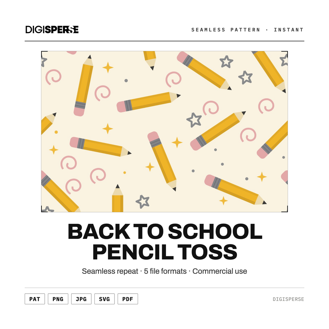 Back To School Pencil Toss seamless pattern set — preview image 2 of 9