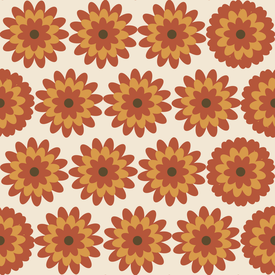 Seamless pattern tile — rust ochre fall dahlia