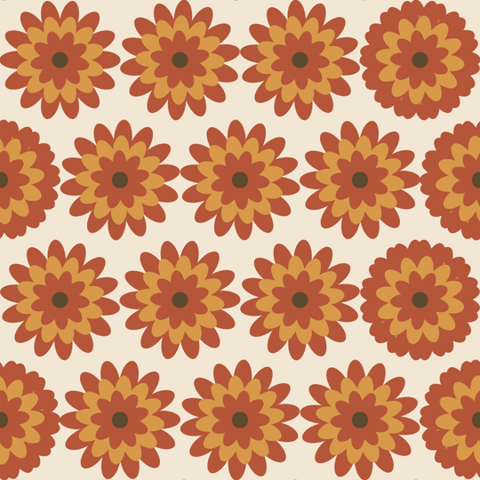 Seamless pattern tile — rust ochre fall dahlia